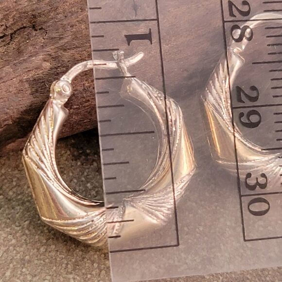 Vintage Sterling Twisted Drape Hoop Earrings - Picture 5 of 6